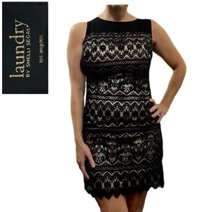 🖤✨ Laundry by Shelli Segal Black Lace Beaded Mini Dress | Size 2 🖤